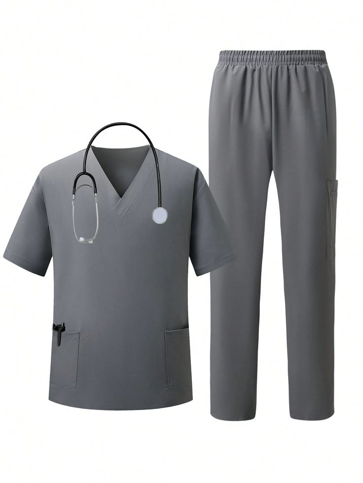 Grey doctor scrub suit with top and trousers